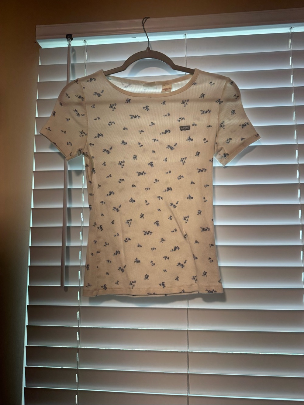 Levi's White Short Sleeve Tee with Small Blue Floral Print